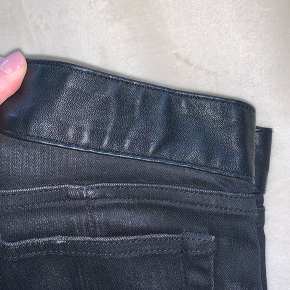R13 Black Hose Leather Waist Coated Skinny Jeans - Picture 3 of 6
